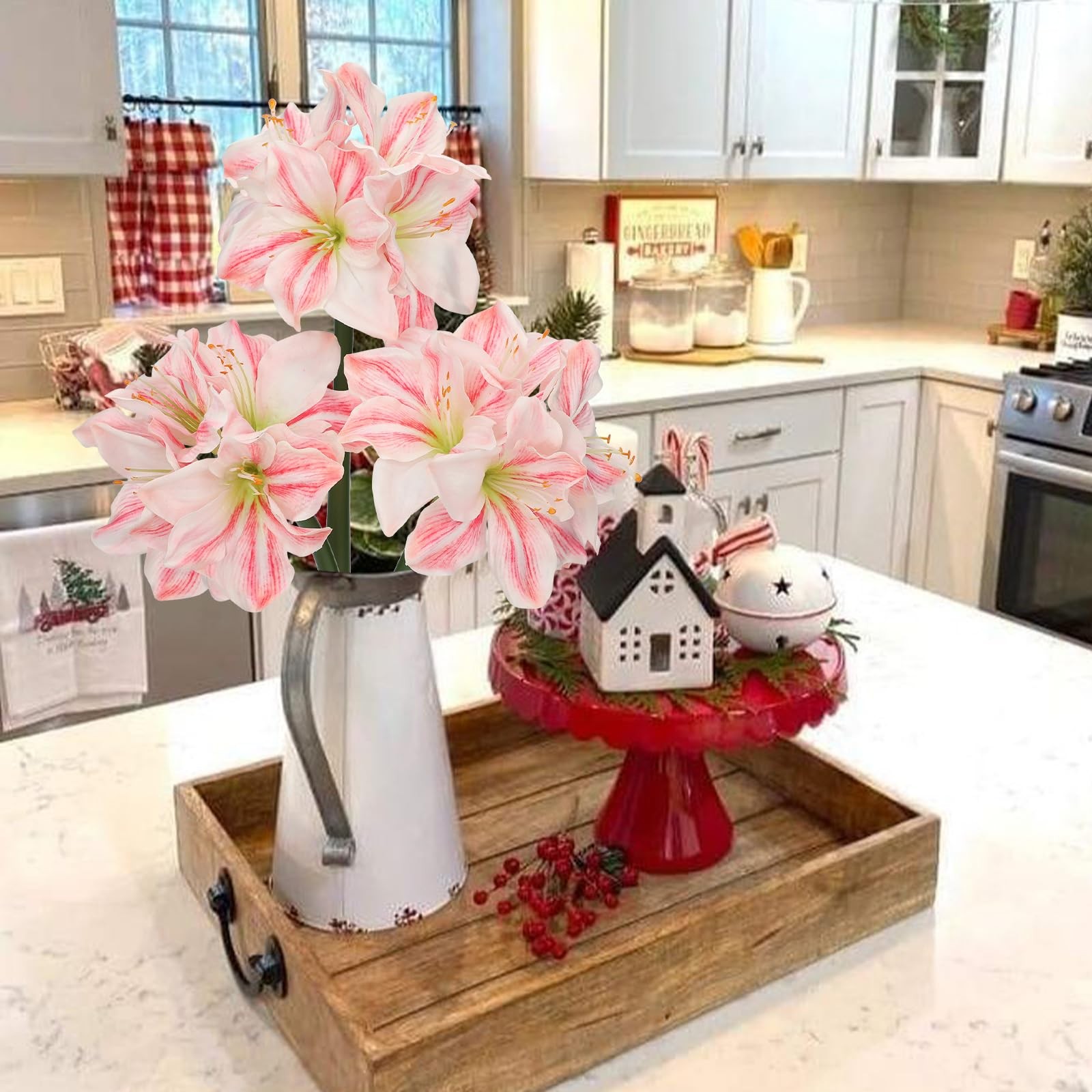 3PCS Amaryllis Artificial Flowers 17.3 Inch Faux Amaryllis Flowers Stems with…