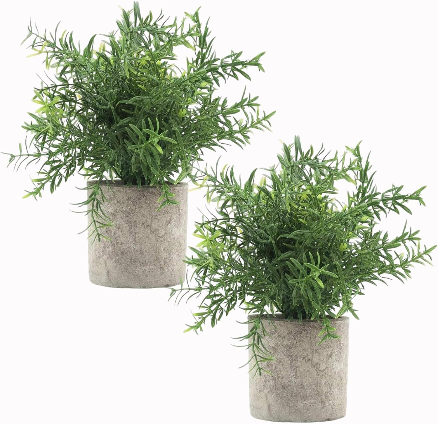 2Pcs Artificial Potted Rosemary Plants- Rustic Farmhouse Fake Shrubs for Decorat