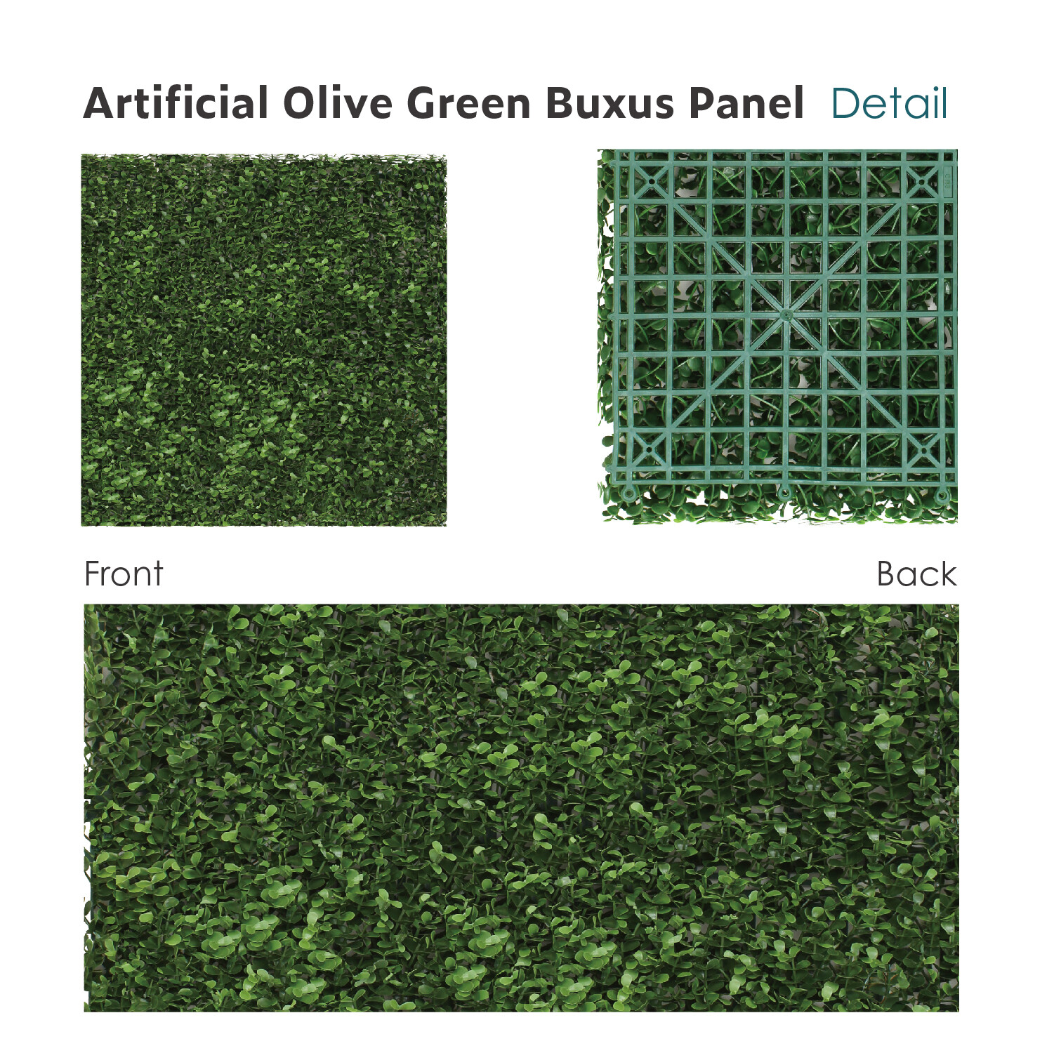 20in Artificial Olivia Buxus Mat Faux Fence Panel Wall Decor Ficus Grass Hedge