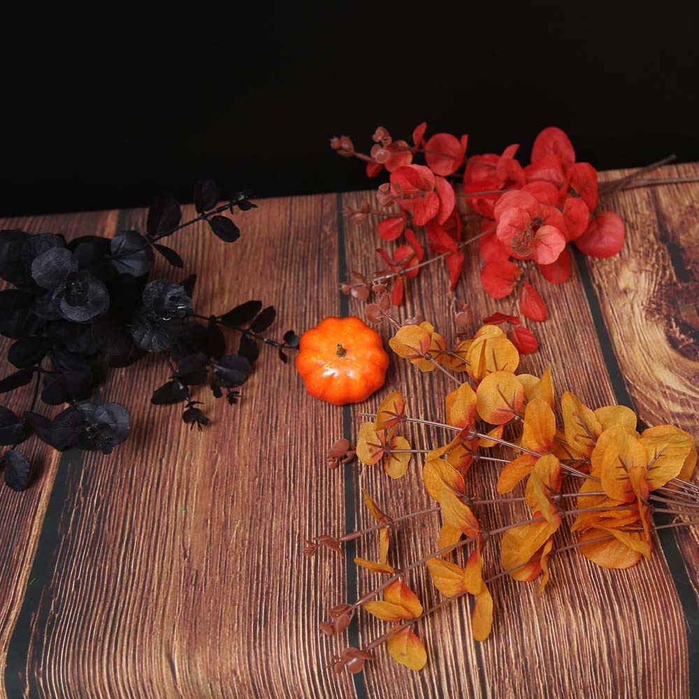 Weatherproof Sturdy 3Pcs 4-Branch Eucalyptus Artificial Flower f Halloween Decor