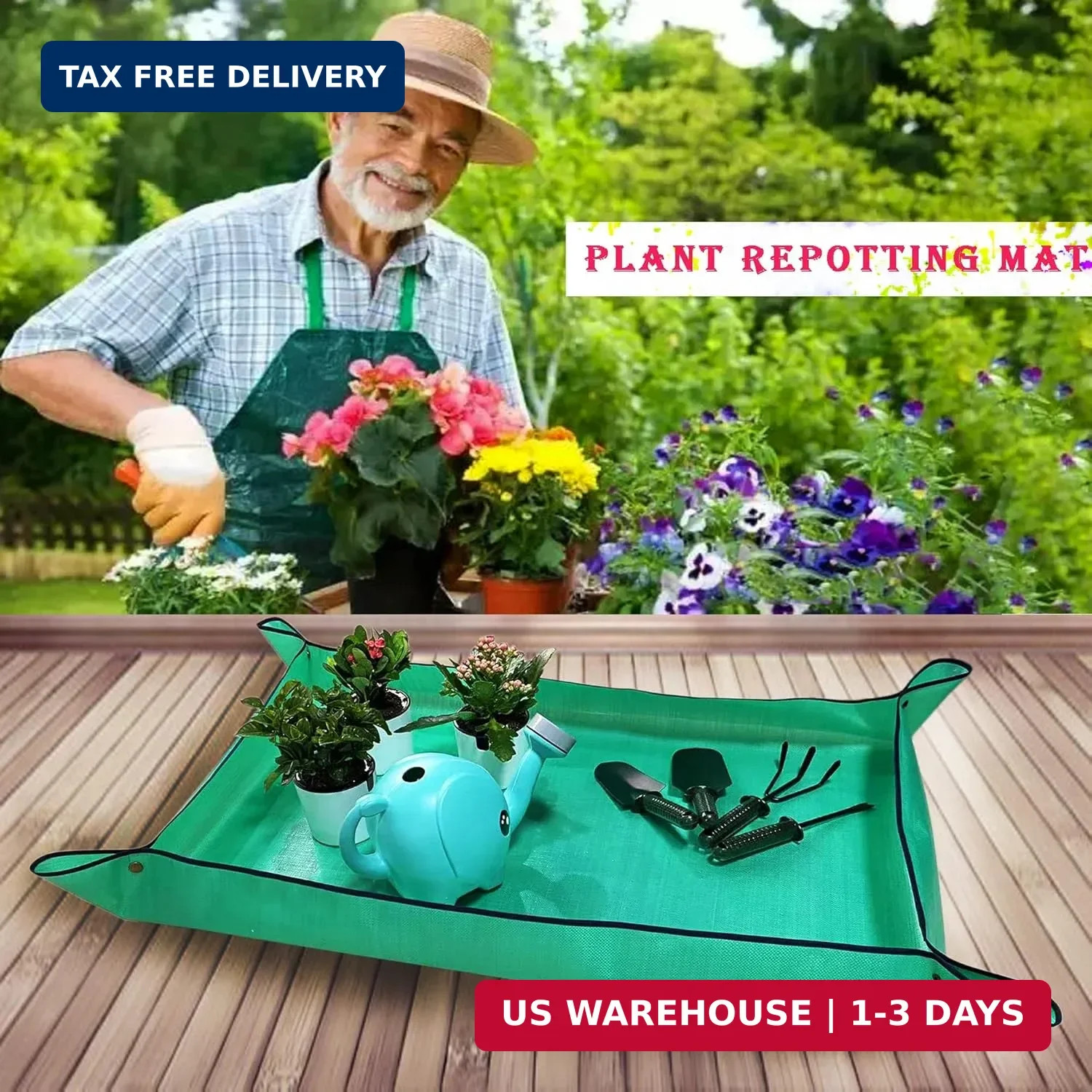 2 PCS Plant Repotting Mat for Indoor Plants, 43″ X 29″ Thickened Foldable Waterp