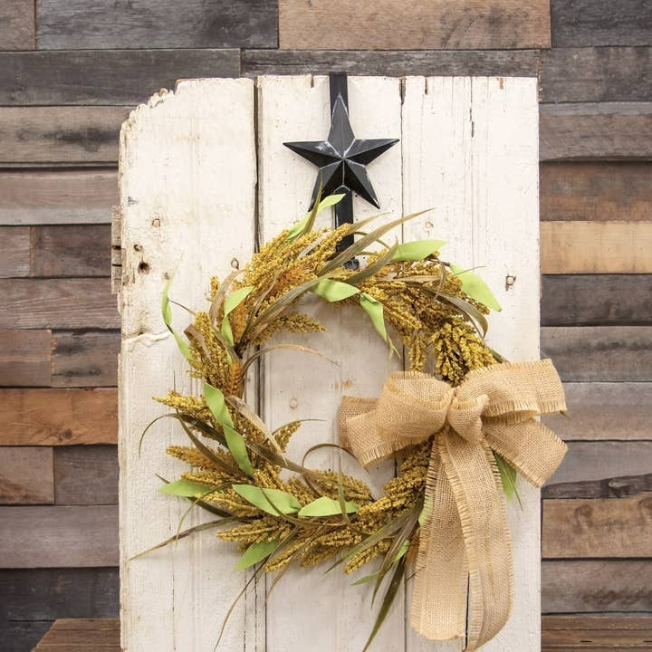 Star Double metal Wreath hook in black metal
