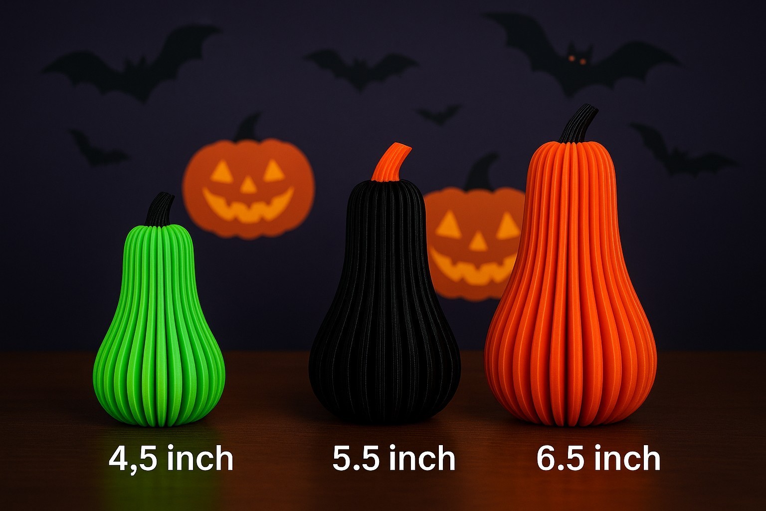 Set of Decorative 3D-Printed Pumpkins and Gourds – Halloween Collection