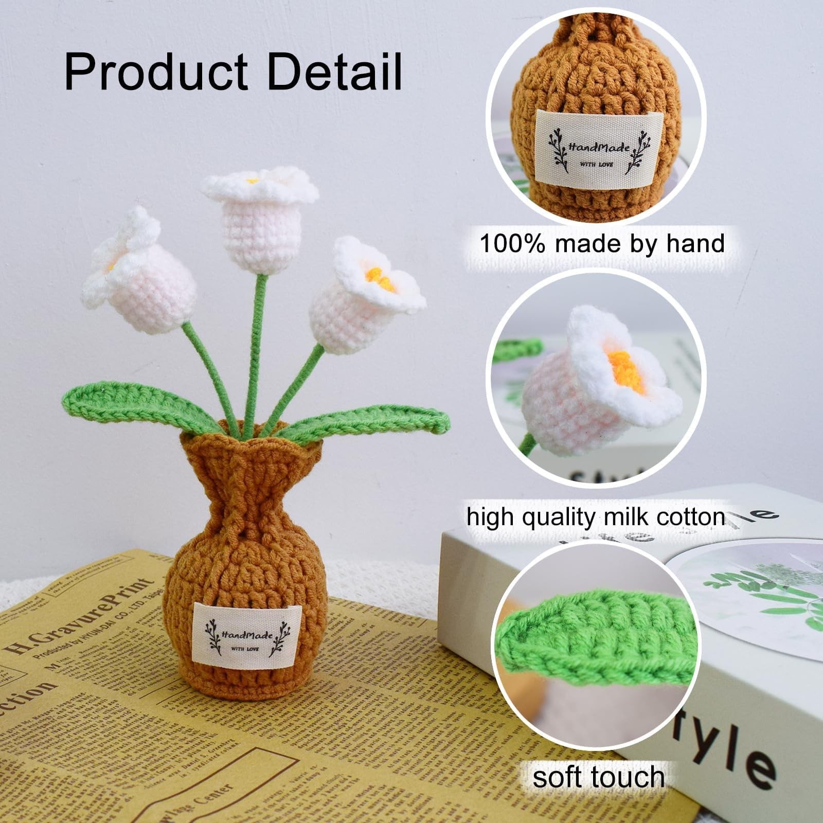 Crochet Lily of The Valley Vase, Cute Crochet Gift, Knitted Flowers, Adroable…