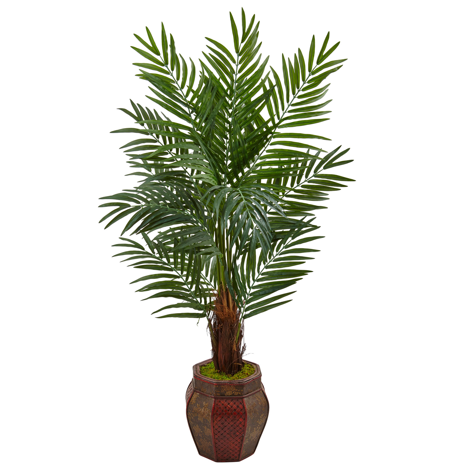 Nearly Natural 5’ Areca Palm Tree in Weave Planter Realistic Home Garden Decor