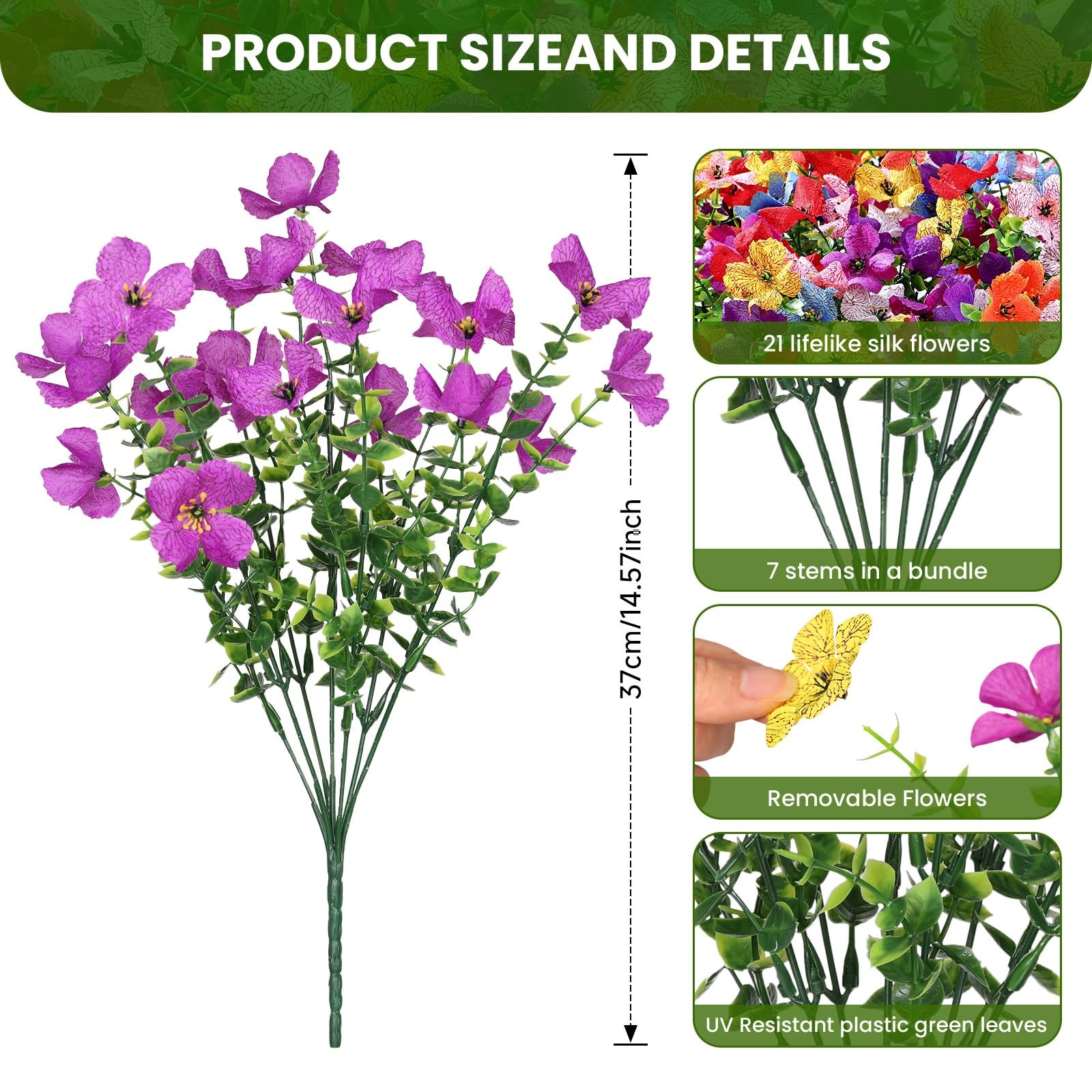 SHareconn 40 Bundles Artificial Flowers Outdoors Decoration, Fake Silk mums E…