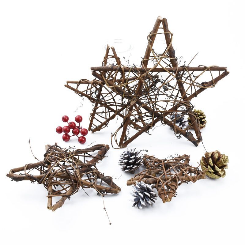10/15/20cm Artificial Rattan Star Frame Wreath Christmas Decoration Home Wedding