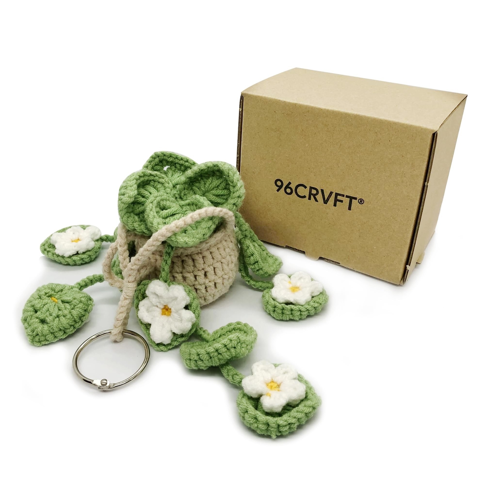 Cute Crochet Hanging Succulent Plant for Car, Aesthetic Decor Car Rear View M…