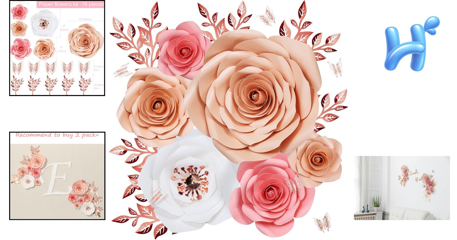Pre-Assembled 3D Paper Flowers – Transform Your Space with Whimsical Elegance