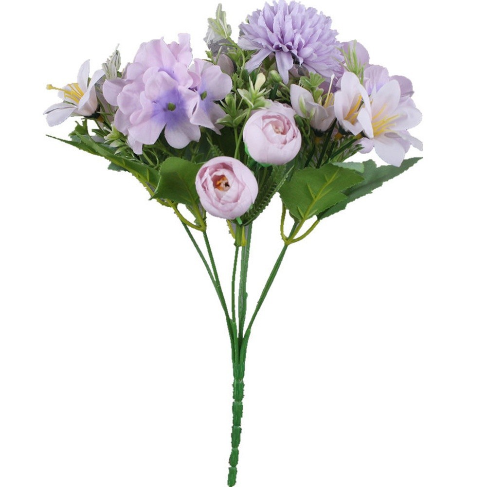 Nordic Style Silk Hydrangea Bouquet 7 Head for Wedding Arch Shelf Mantel Decor