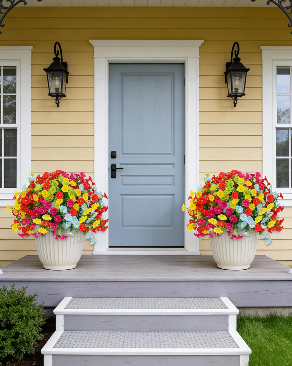 Artificial Flowers for Outdoors, 20 Bundles UV Resistant Faux Flowers for Outdoo