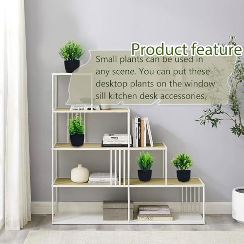 Pack Fake Plants in Black Pot Mini Artificial Eucalyptus Potted 4 Black-4