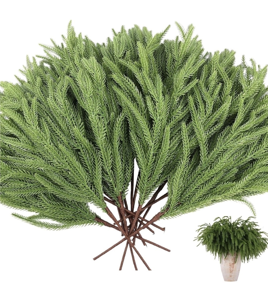 Norfolk Pine Branches 12pcs 18″ Soft Faux In/Out Home Decor Vase Not Inc NIB