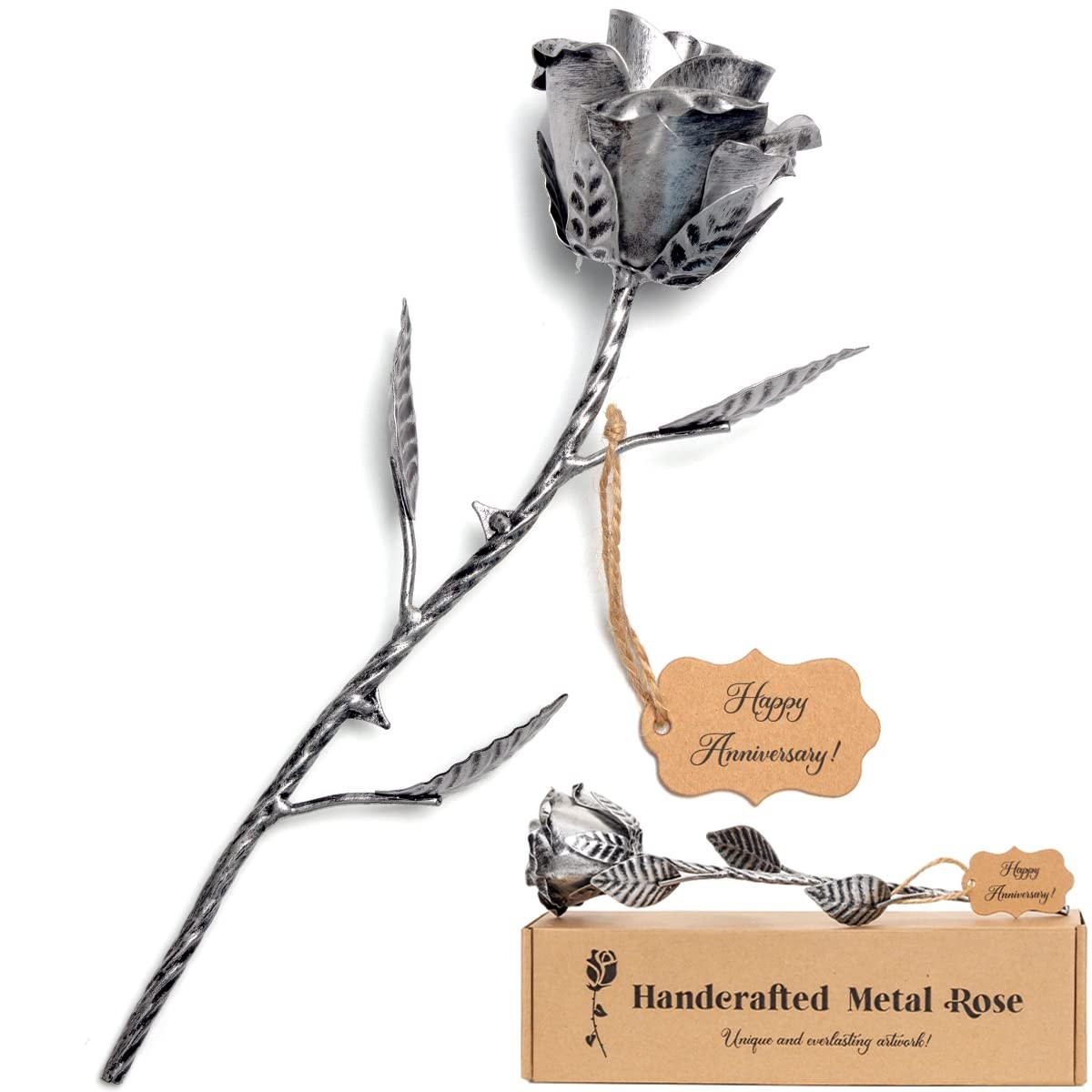 Metal Rose Gift for 6th Anniversary – Handcrafted Iron Flower for Him & Her