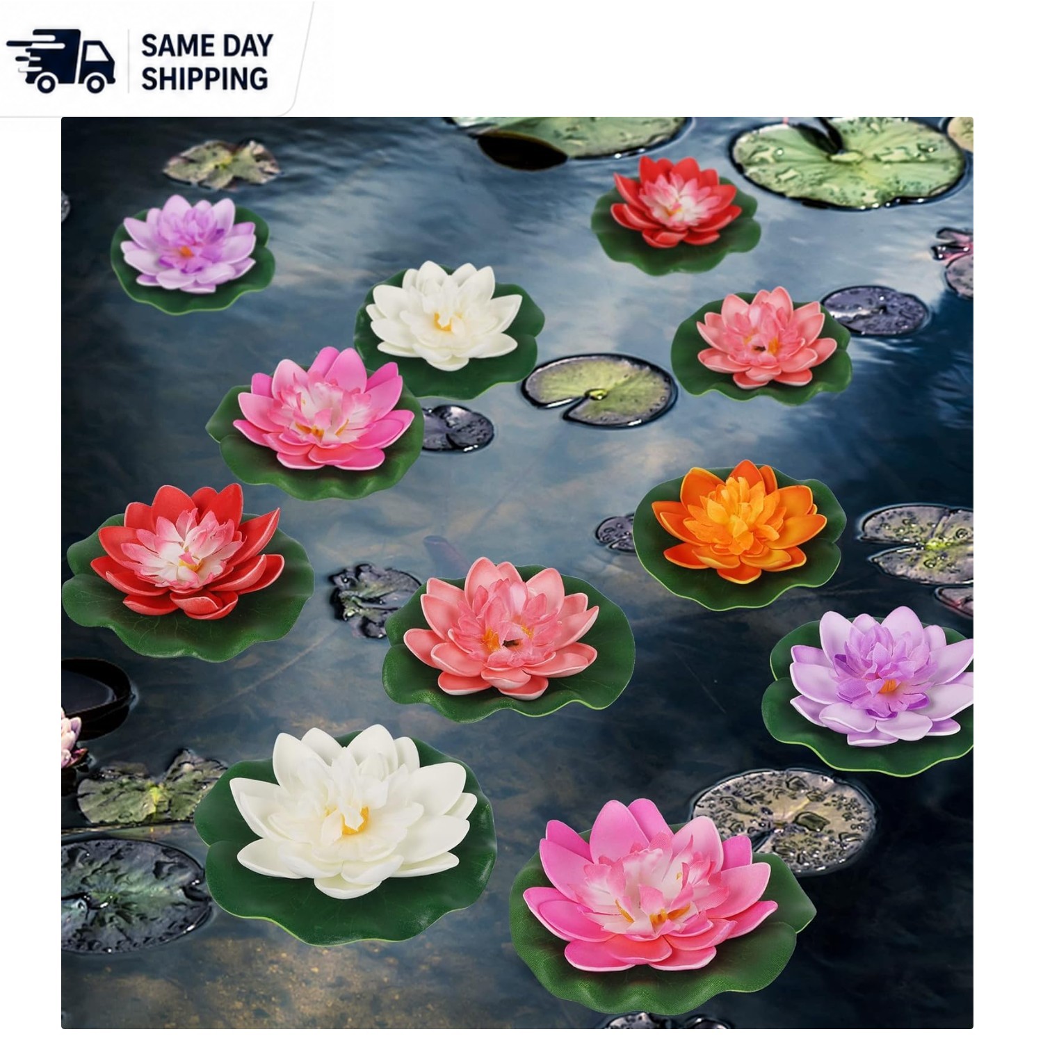 Decorative 12 Pcs Floating Lotus Flowers – Eco-Friendly Garden & Pond Ornaments
