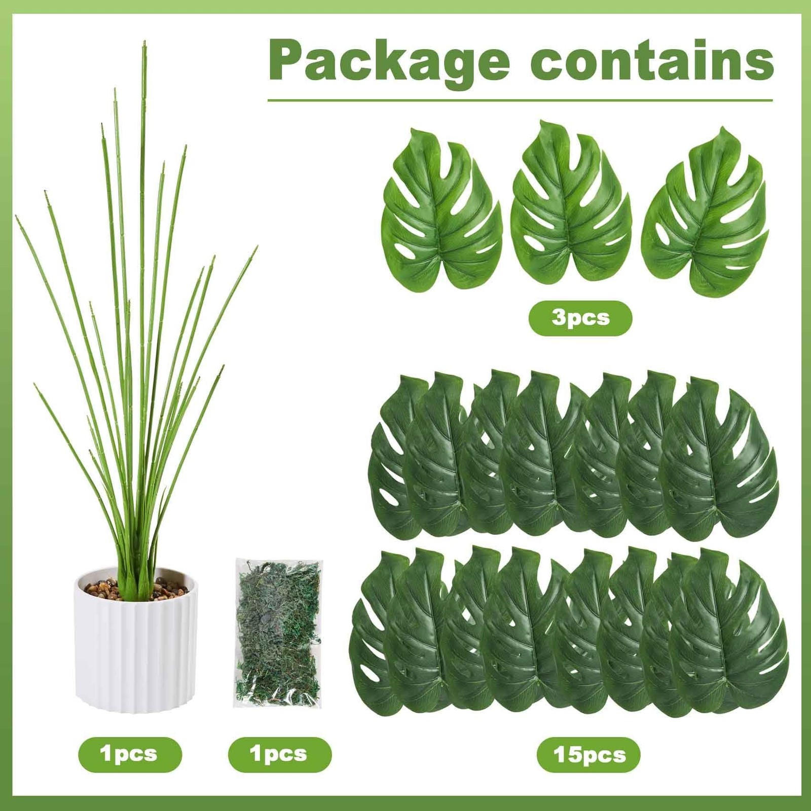 Guheake 28″ Fake Plants Large, Artificial Monstera Faux Plants Indoor Tall fo…
