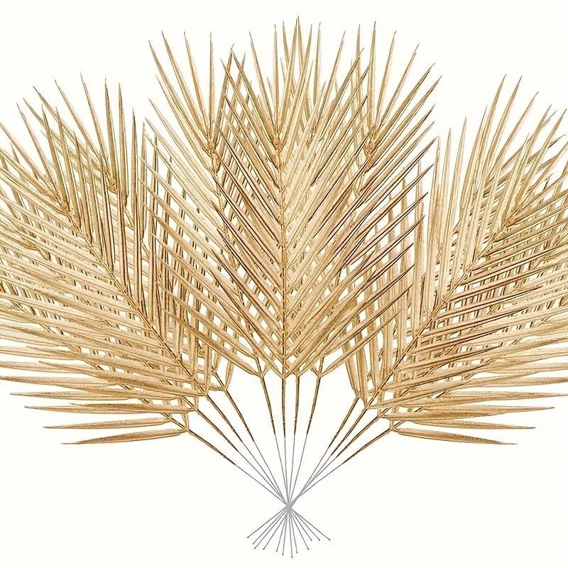 5PCS Gold Artificial Palm Leaves Tropical Faux Plants Home Wedding Vase Decor