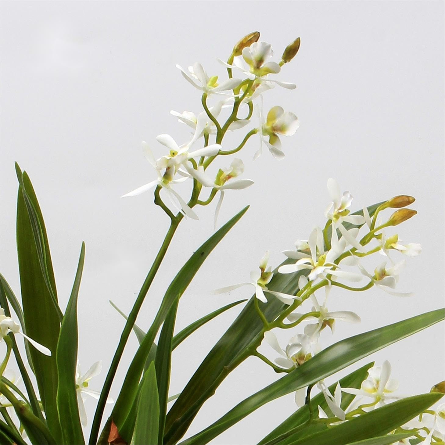 Realistic 3Pcs White Cymbidium Orchid Silk Flowers for Home Decor Centerpieces
