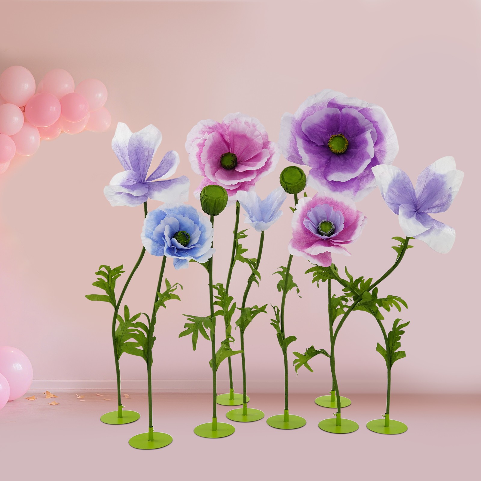 9pcs Of Set Large Fake Flower Giant Artificial Fabulous Flowers Fiber Paper