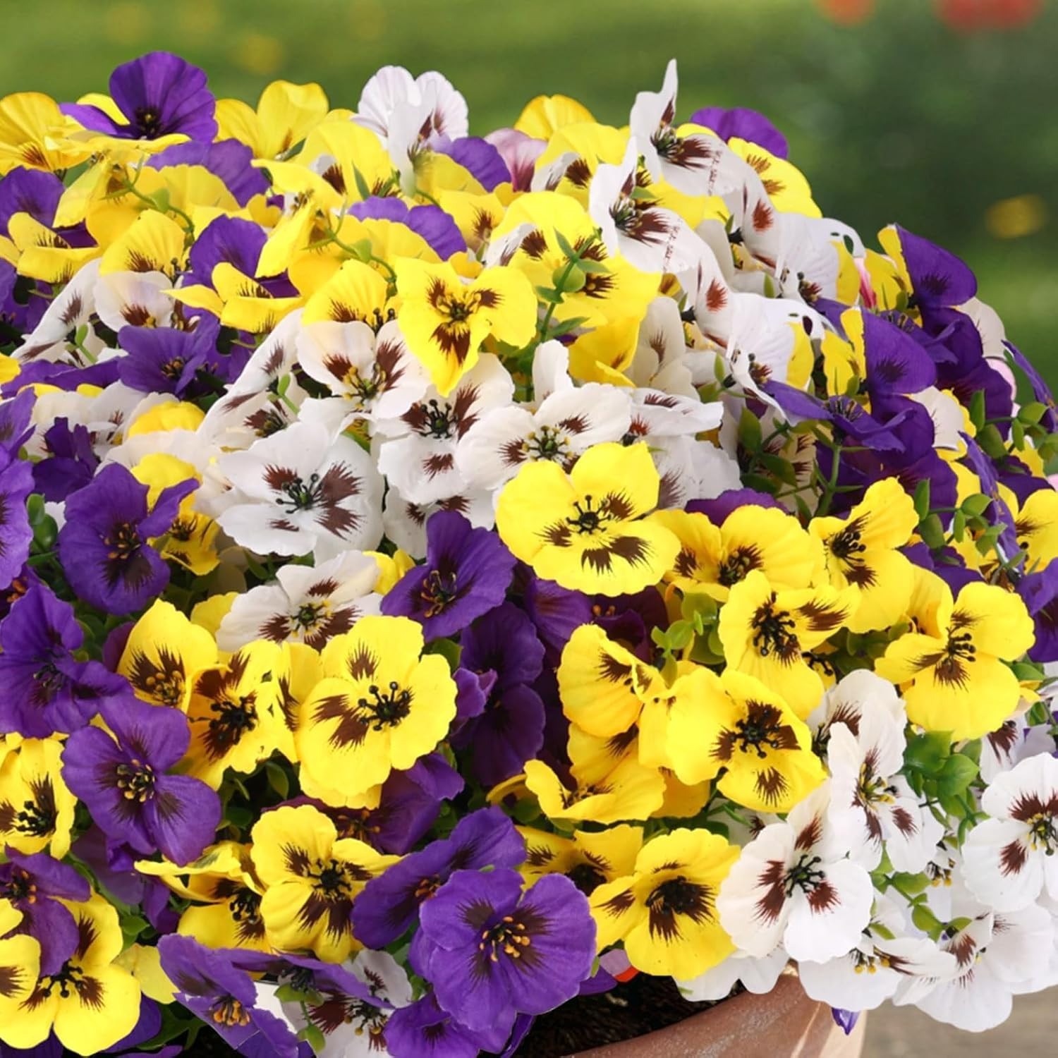 Vibrant 12-Count Faux Pansy Flowers with Eucalyptus – Perfect for Home Decor
