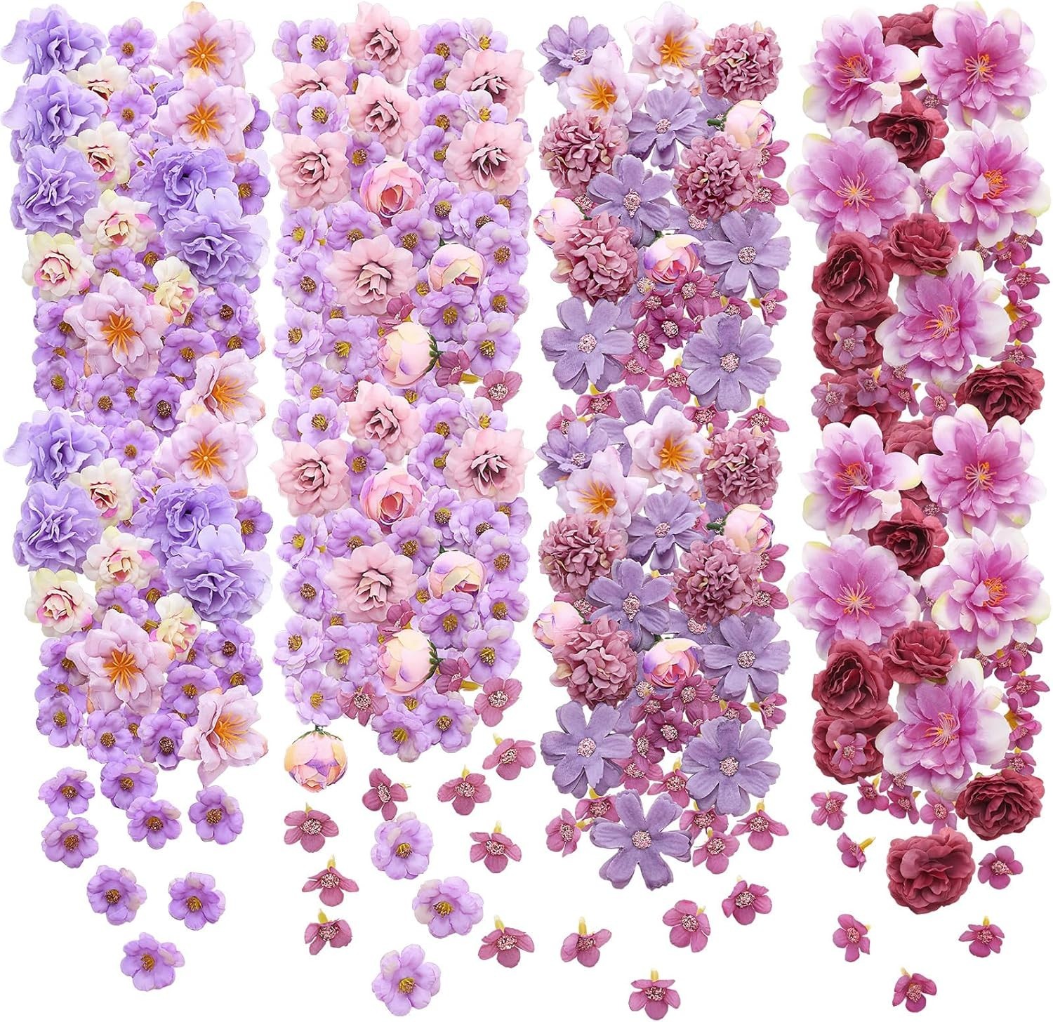 120 Pcs Small Flowers for Crafts Spring Mini Faux Purple Coquette Style