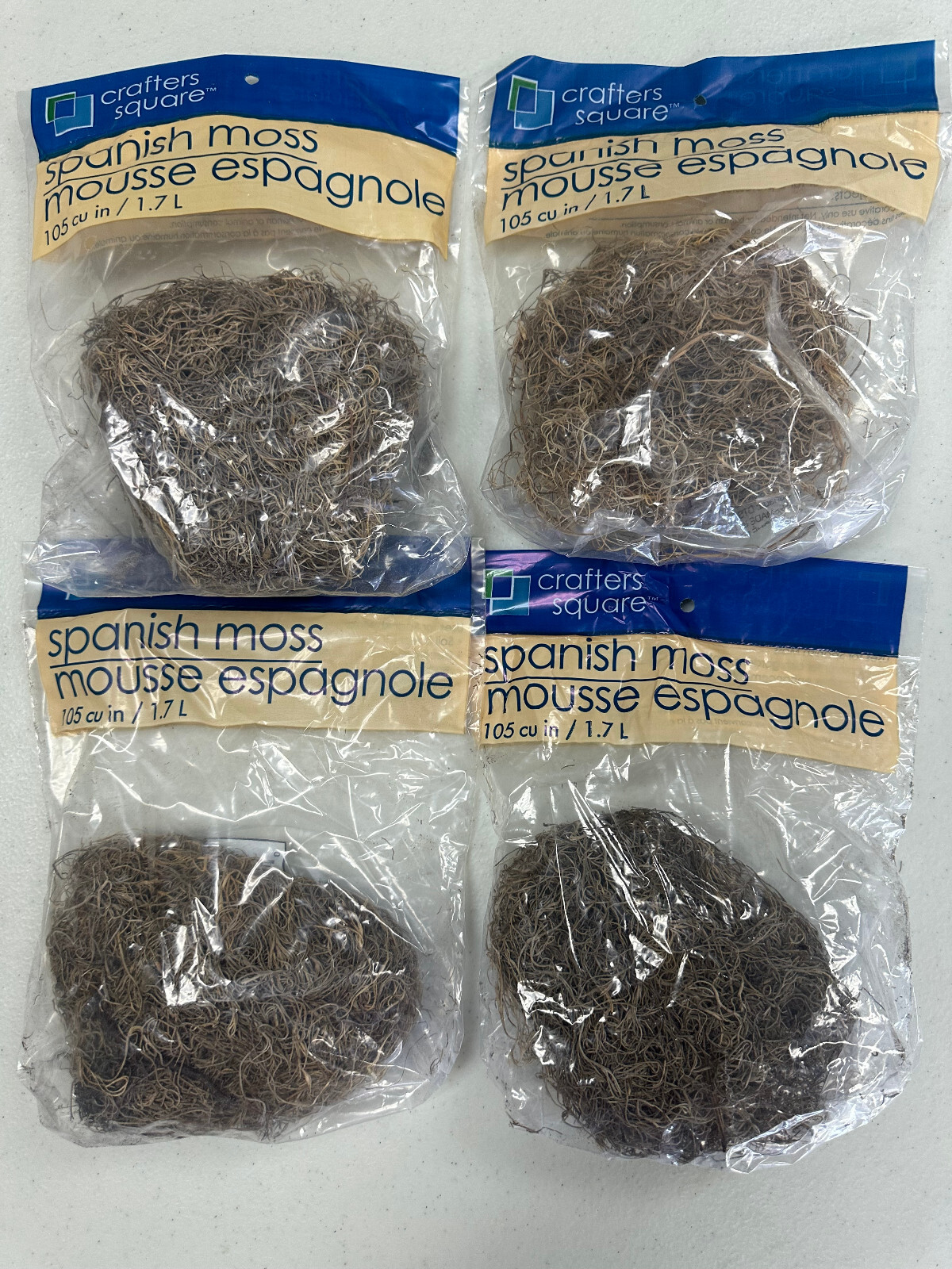 FLORAL SPANISH MOSS for Artificial Arrangements – 105 Cu. In. – LOT (4) – NEW!!!