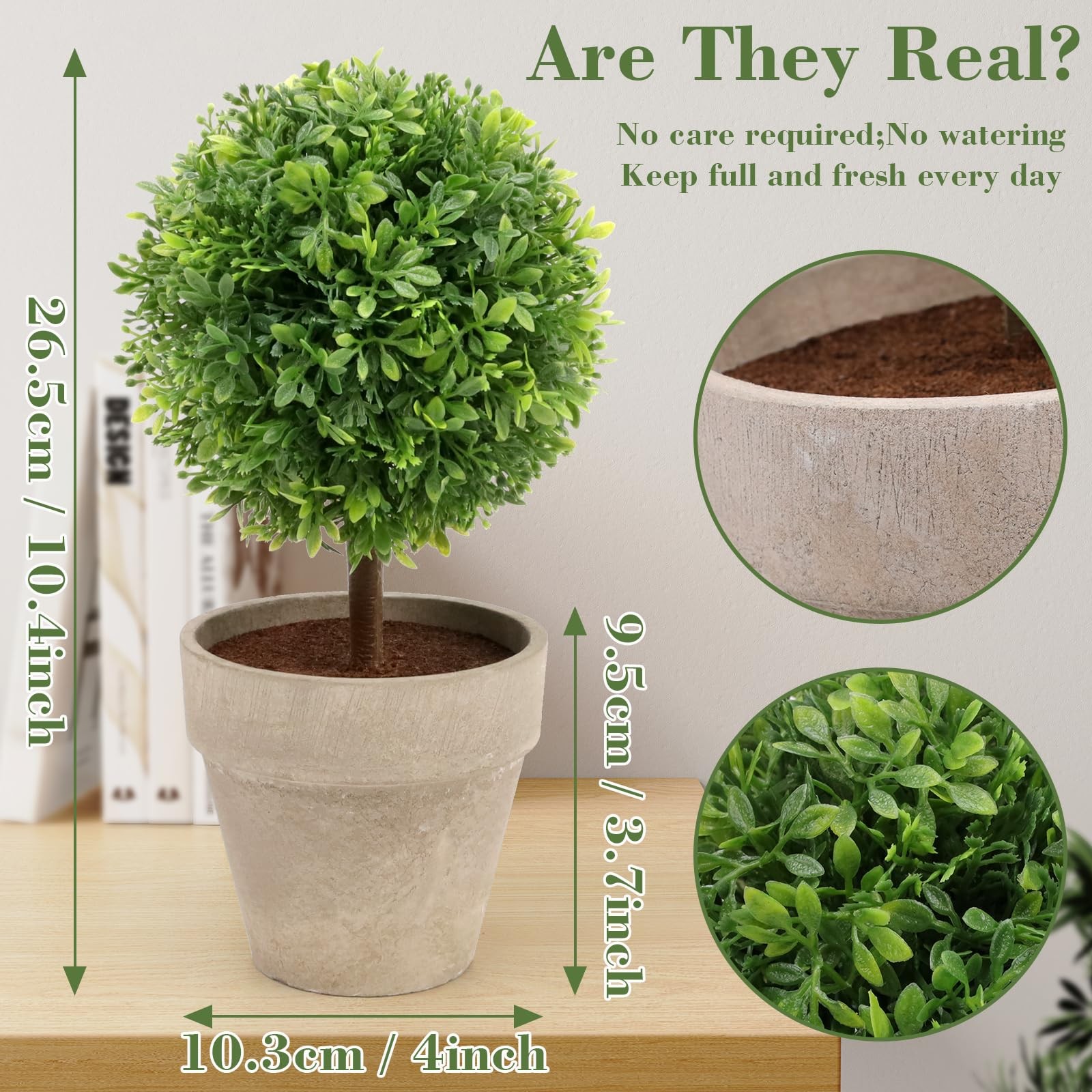 10.8 Inch Artificial Topiary Potted Boxwood Plant Fake Ball Tree Home Ornament