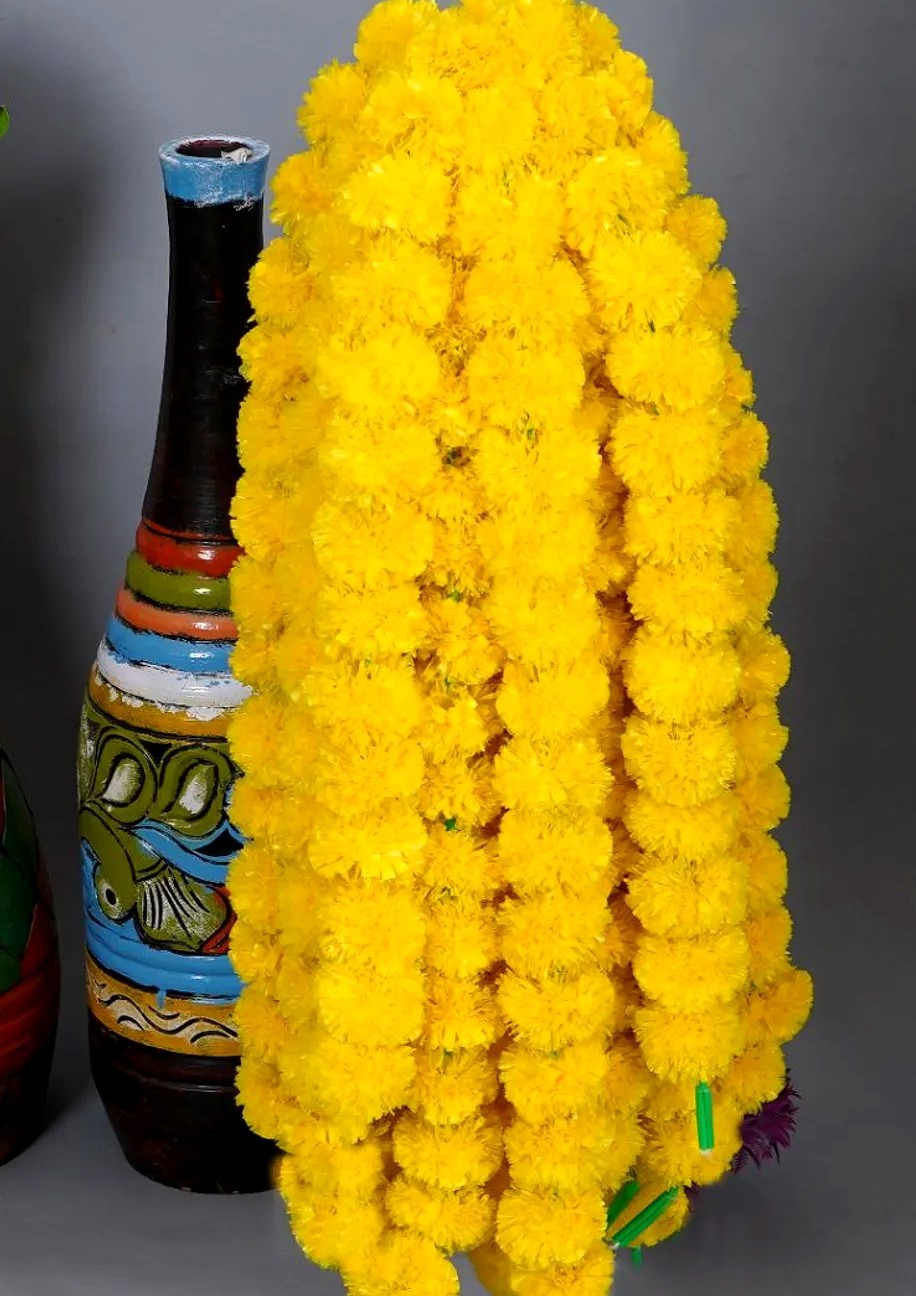Artificial Marigold Flower Garlands Indian Wedding Event Decoration 10 Pcs