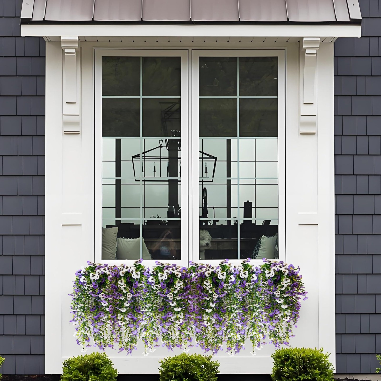 Artificial Fake Pansy Flower Plants with Greenery for Outdoor Outside Decorat…