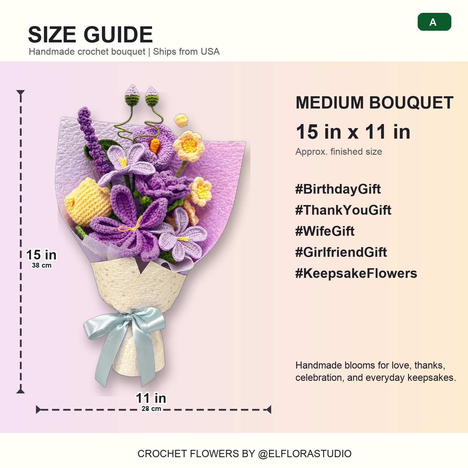 Purple Crochet Flower Bouquet with Vase Birthday Gift Decor