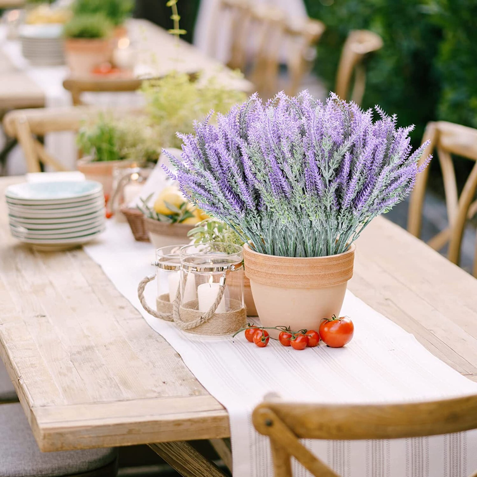 6pcs Artificial Lavender Fake Plants Purple Lavender Outdoor Indoor 14in