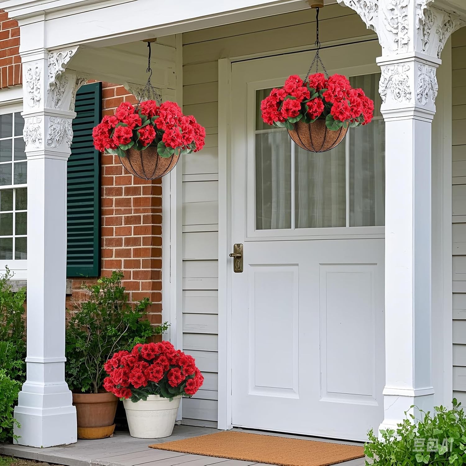 Versatile Red Geraniums with Baskets – Perfect for Christmas and All- Decor