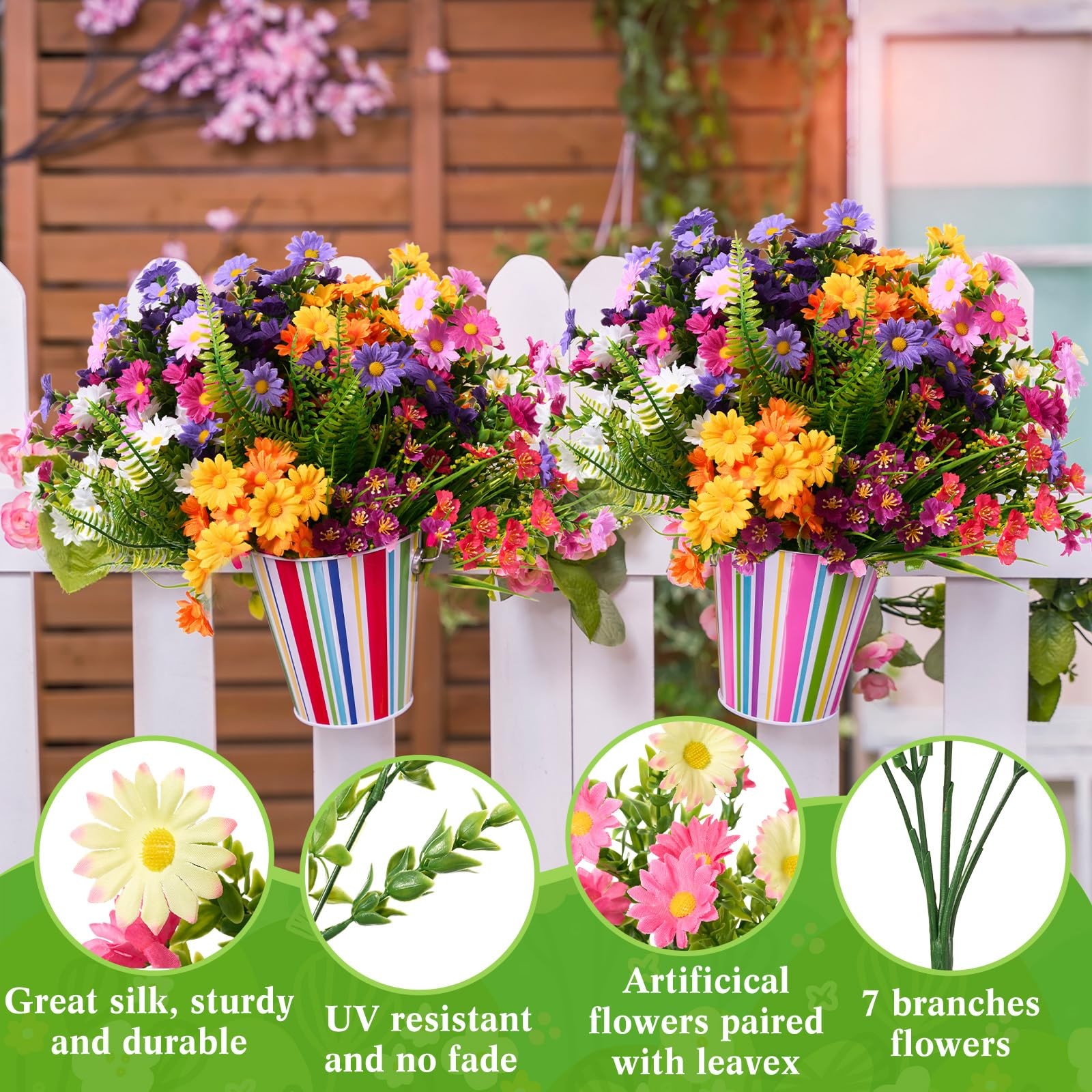 156 Pcs UV Resistant Artificial Flowers for Outdoor Garden Decor