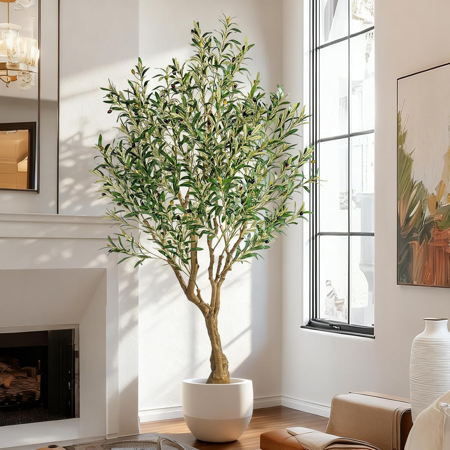 6ft Faux Olive Tree with Pot & Moss Artificial Olive Plant Fake Olive Tree