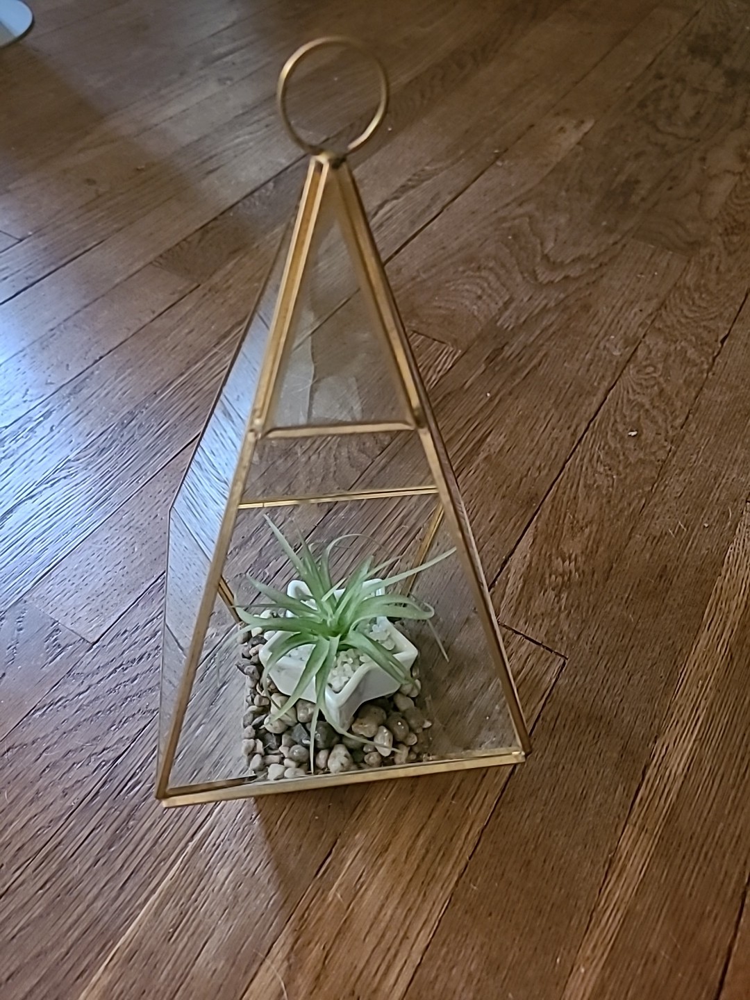 Pyramid Glass Geometric Terrarium Box Hanging Planter Artificial Suculents