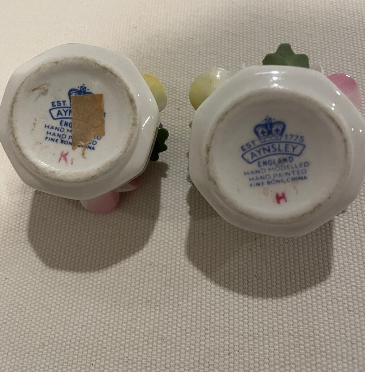2 Aynsley Fine Bone China Hand Molded/Painted Pansies