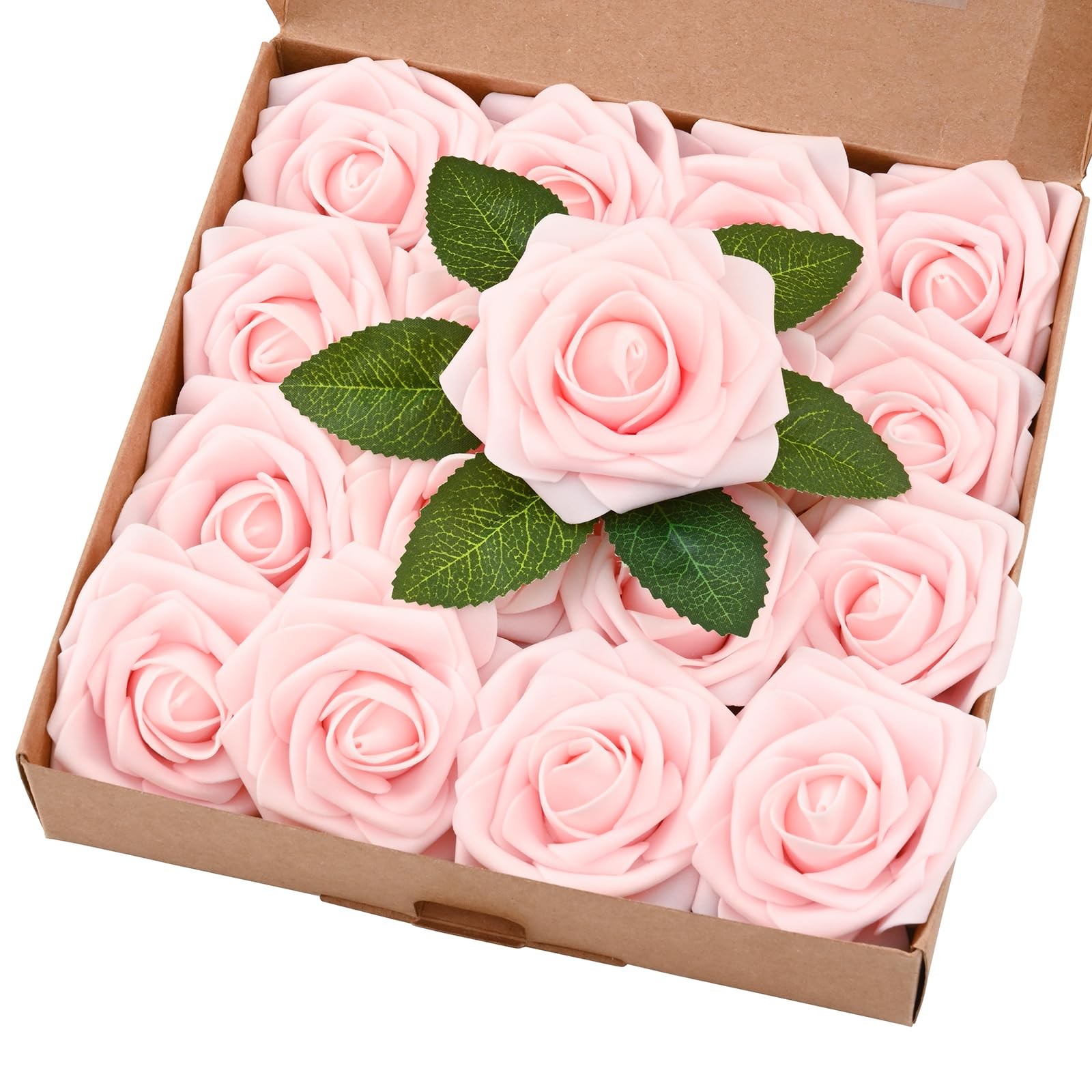 16Pcs Foam Pink Roses with Stems for DIY Bouquets, Weddings & Party Decor
