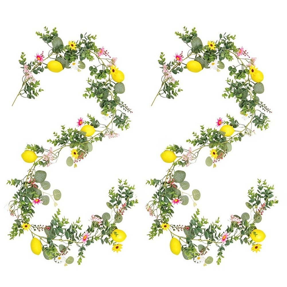 Artificial Lemon Vine with Greenery for Spring Mantel or Shelf Decoration