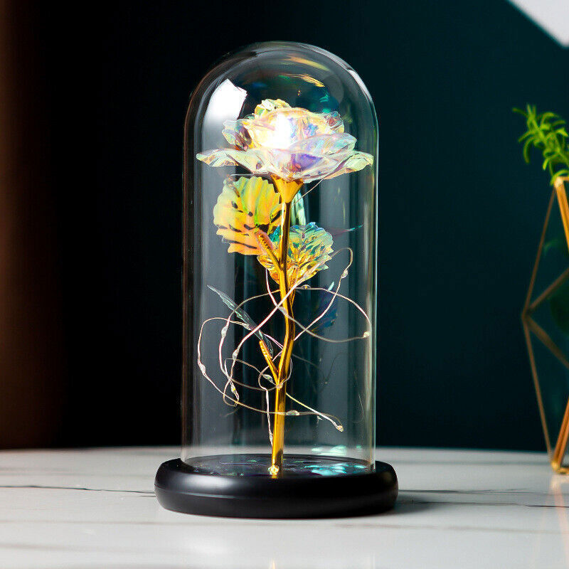 Eternal Forever Galaxy Rose Flower In Glass Dome LED Light Valentine’s Day Gift