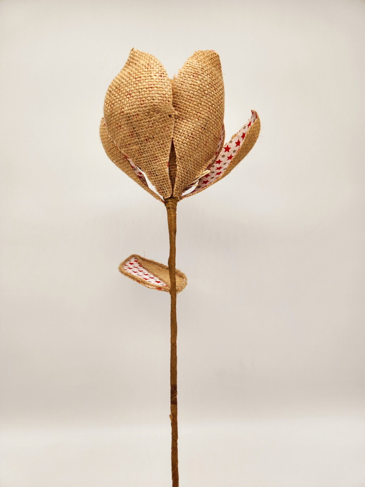 Burlap Patriotic Magnolia Flower Pick Spray Home Decor B828-3 Red, Brown