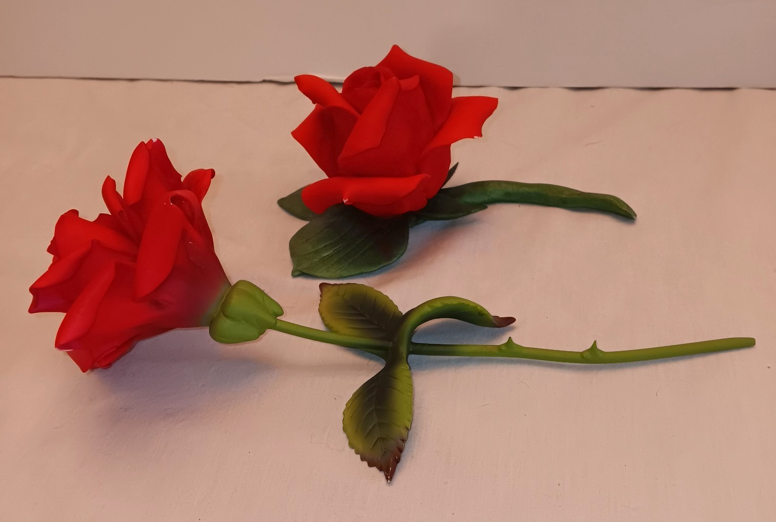 Vtg Capodimonte Red Rose on Stem Romantic Decor Made in Italy