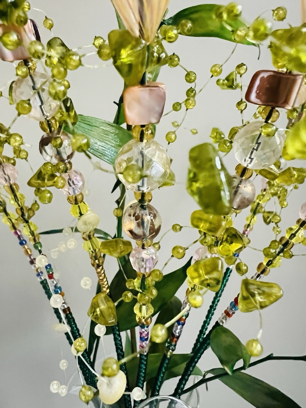 Original Handmade 7 pcs Glass Beads Branches In The Vase. Home/Office Decor