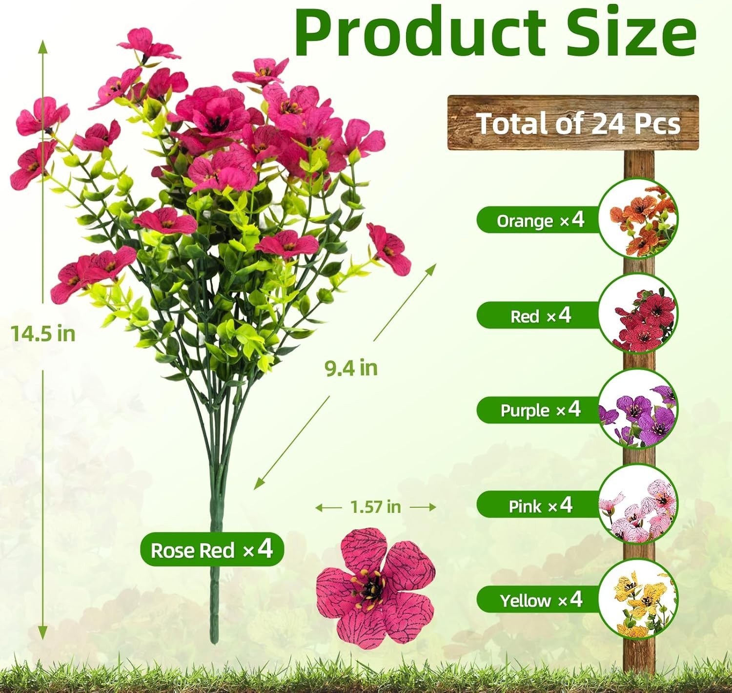 24 Pcs Artificial Daisy Flowers for Outdoors 6 Color | UV Resistant Artificia…