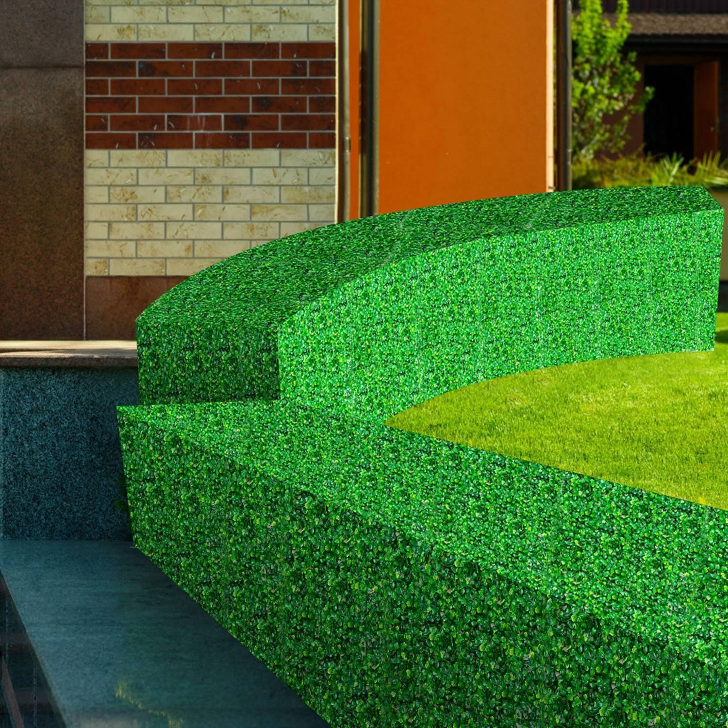 12Pcs 23.6×15.75″ Artificial Boxwood Topiary Hedge Plant Grass Backdrop Fence