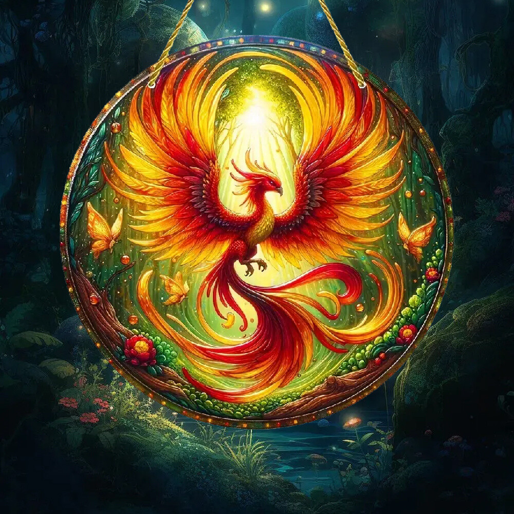 Bathing Fire Phoenix Acrylic Hanging Decoration Home Decor Housewarming Gift