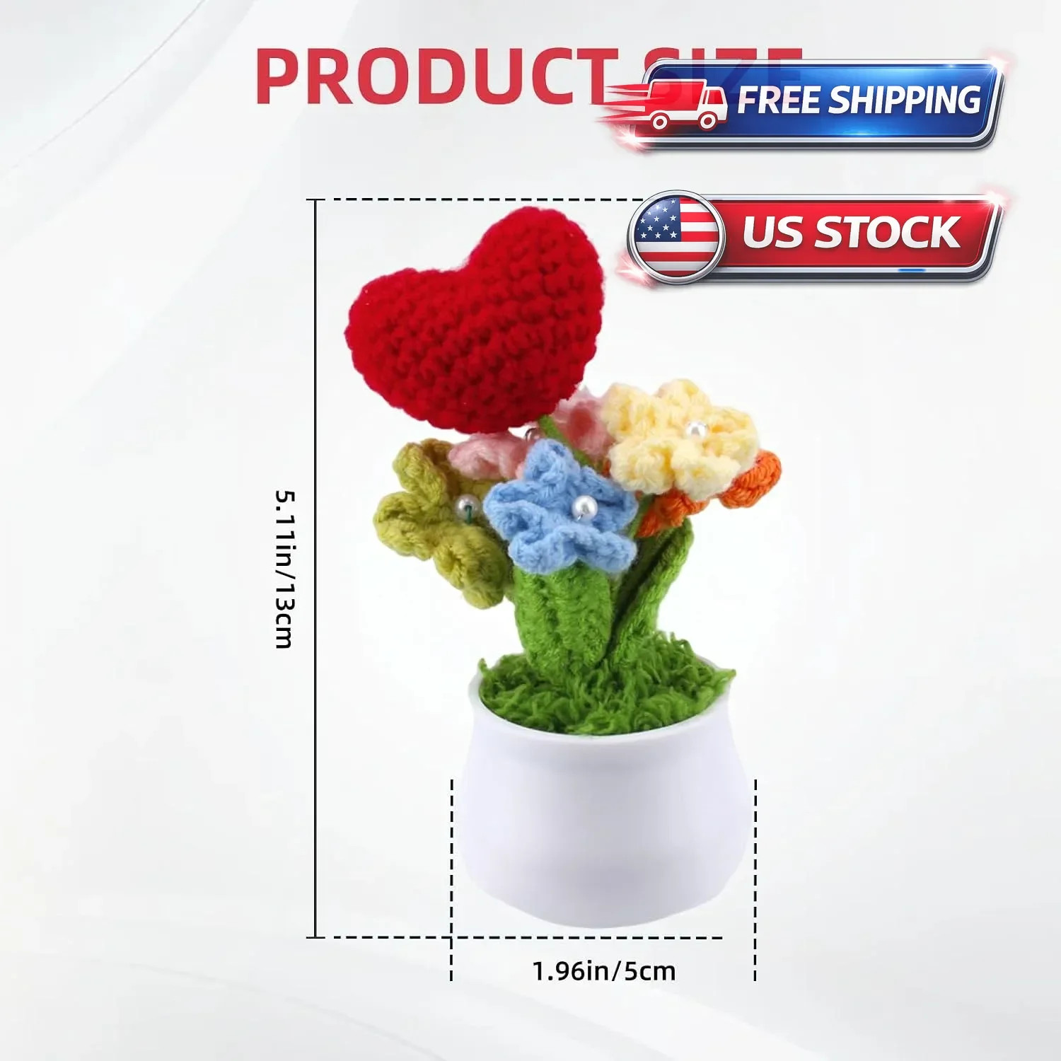 Crochet Flowers Red Roses Mini Potted, Handmade Red Rose Anniversary Appreciatio