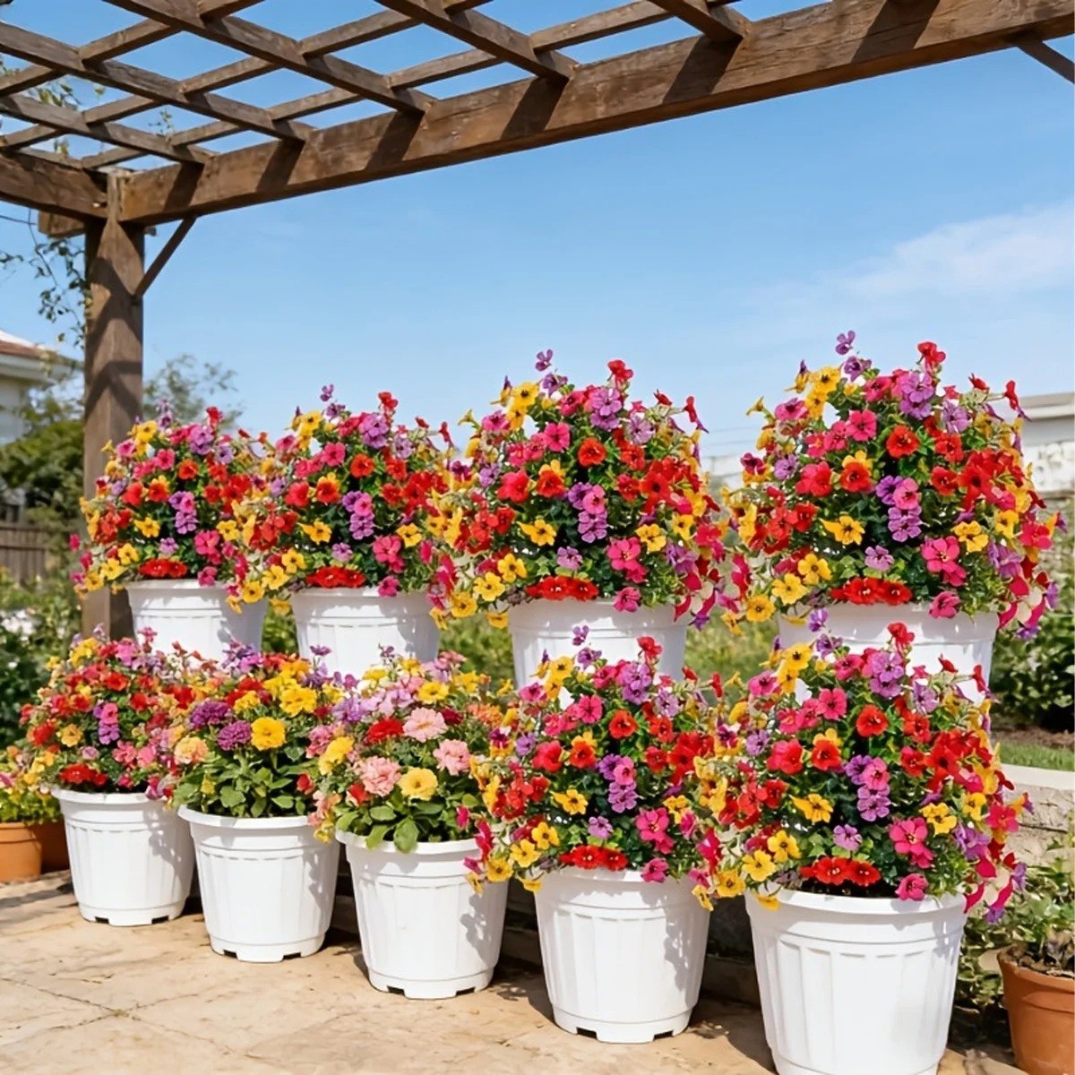 Artificial Violet Flowers with Ground Spike Fake Plants Garden Patio Yard Decor