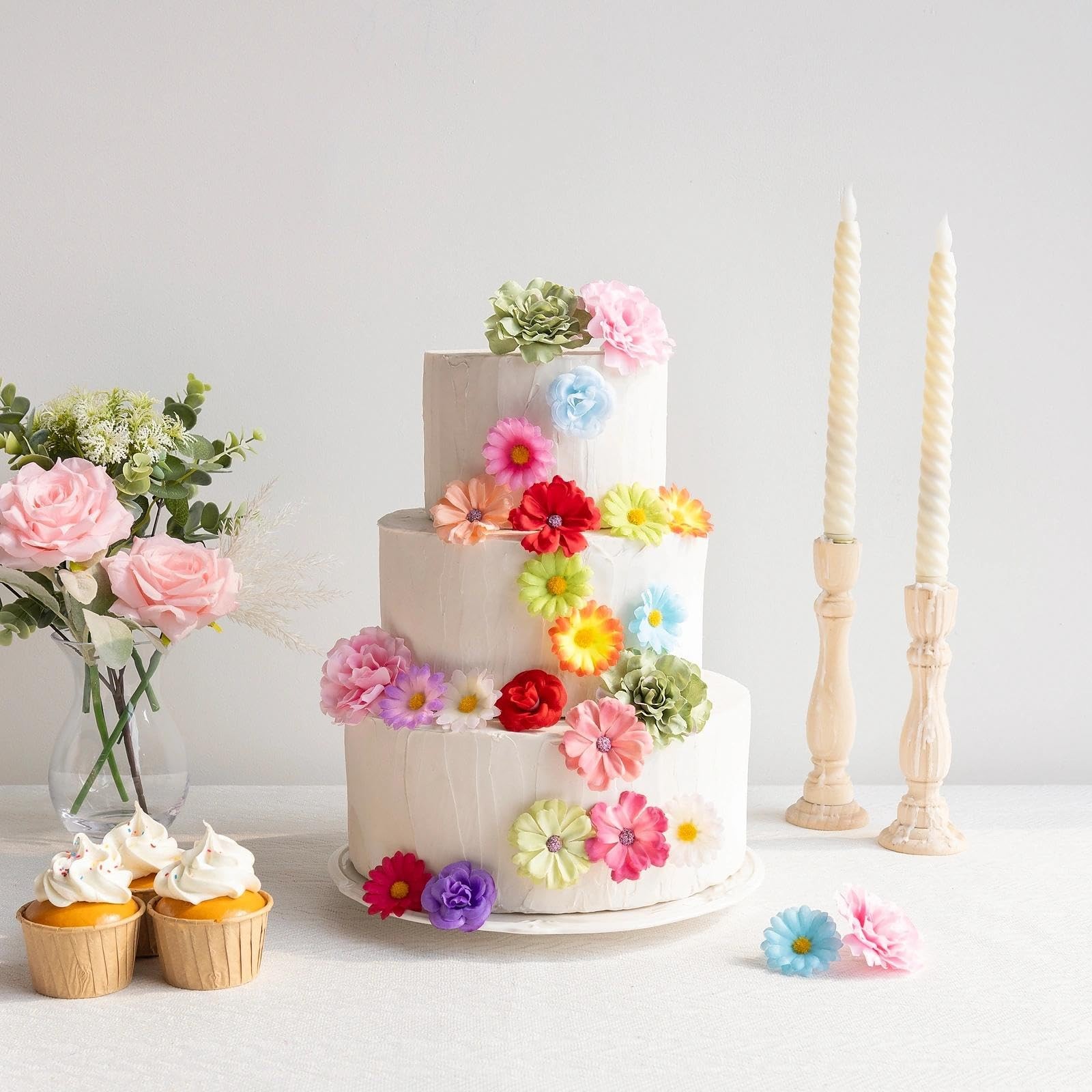 310Pcs Fake Flower Heads Mini Artificial Flower Bulk Silk Flowers for Decorat…