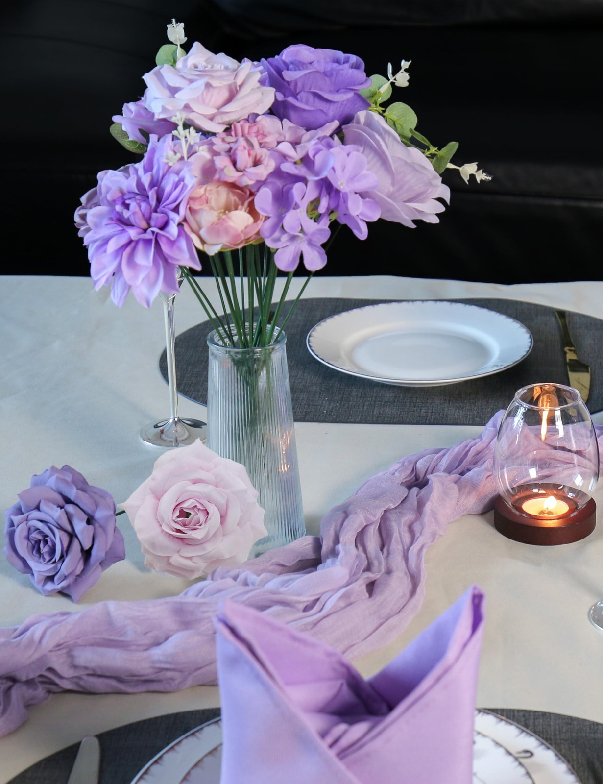 yuagolle Purple Silk Artificial Flowers Bulk Boxed Set