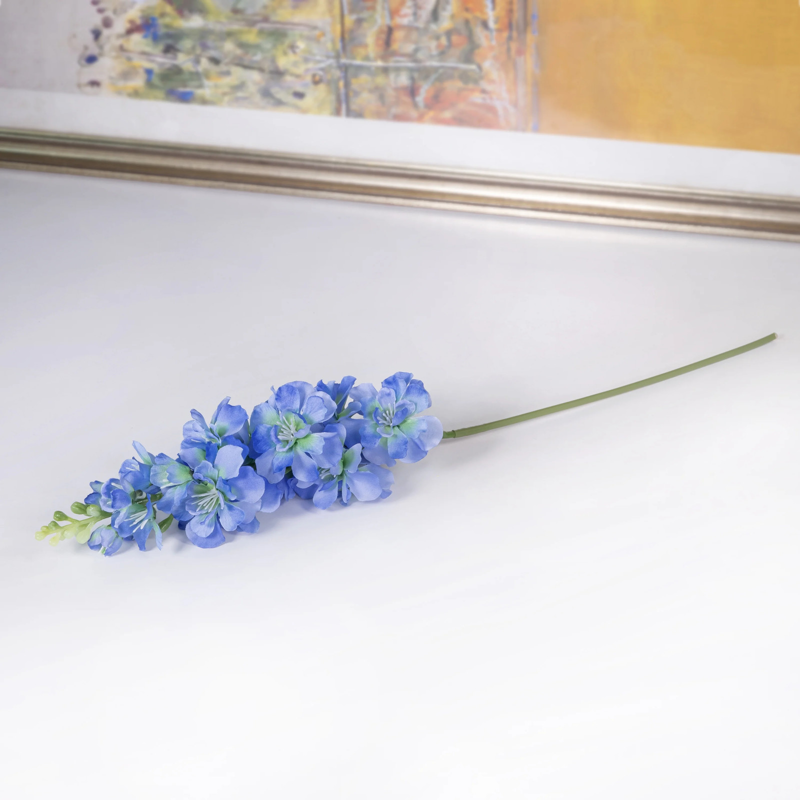 18″ Artificial Silk Blue Delphinium Short Stem